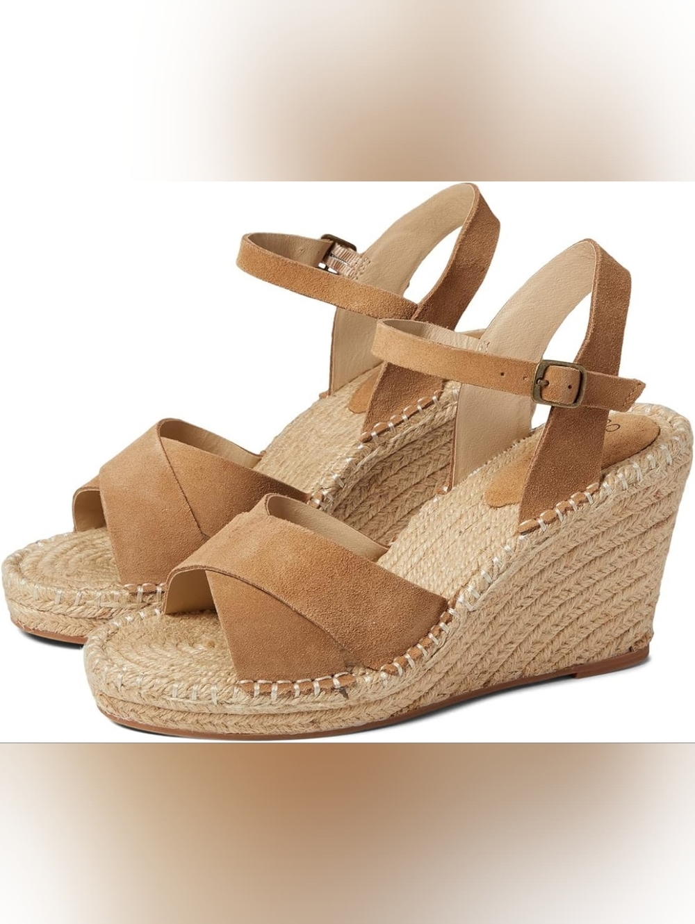 Seychelles Tan Suede Espadrille Wedge Sandals